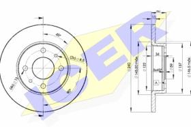 Icer 78BD34652 - J.2 DISCOS DEL.FIAT 500 (SOLID) 240MM