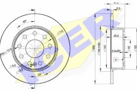 Icer 78BD56162 - J.2 DISCOS TRS.TOLEDO III (BKD) (SOLID) 256MM