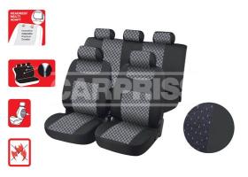 Carpriss 79323408 - FUNDAS ASIENTO 11PIEZAS ANNECY NEGRO/MOTAS BLANCAS