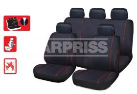 Carpriss 79323406 - FUNDAS ASIENTO 11PIEZAS NANTES NEGRO/HILO ROJO