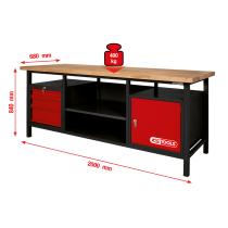 KsTools 8650201 - BANCO DE TRABAJO XXL CON 3 CAJONES Y 1 PUERTA